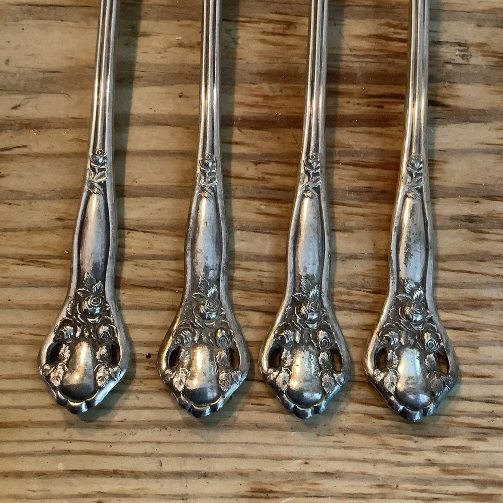 Antique Vintage Set of 4 Silver Plate Cocktail Forks